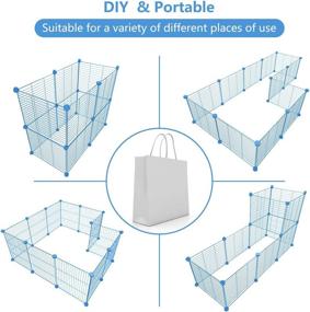 img 1 attached to 🐾 Tespo Pet Playpen: Indoor Portable Metal Wire Yard Fence for Small Animals - Small Animal Cage for Dogs, Puppies, Cats - Ideal for Guinea Pigs, Rabbits - Blue - 15 X 12 Inches