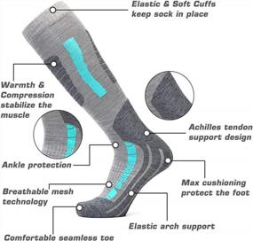 img 1 attached to High Performance Merino Wool Ski Socks for Winter Outdoor Activities - Men Women Kids