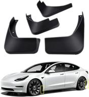 tesla model 3 2016-2021 mud flaps kit - mud 🚗 splash guard fender set (front and rear) easy installation - 4-pc set logo