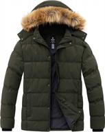 wantdo men's big and tall winter coat warm puffer jacket thicken cotton coat with removable fur hood logo