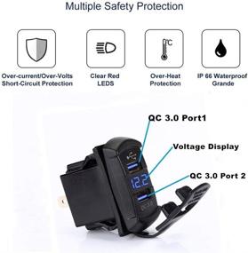 img 2 attached to ⚡️ Blue Voltmeter Dual USB Rocker Switch Style Charger with Quick Charge 3.0 for Boats, Polaris, RZR 1000, Ranger, Mobile Home, RV, Can Am Spyders, Can Am Maverick, Can AM SxS, Golf Cart - Switchtec