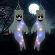 luckybunny 2 pieces ghost windsocks with led light, halloween windsock flag halloween decoration ghost decorations for outdoor yard porch garden tree (white) logo