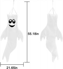 img 2 attached to LUCKYBUNNY 2 Pieces Ghost Windsocks With LED Light, Halloween Windsock Flag Halloween Decoration Ghost Decorations For Outdoor Yard Porch Garden Tree (White)
