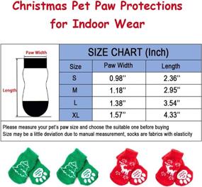 img 3 attached to 🧦 Lanboer Christmas Knit Dog Socks - Anti-Slip Pet Socks for Indoor Wear | Set of 4 Paw Protectors with Grips and Rubber Reinforcement | Traction Control Pet Socks