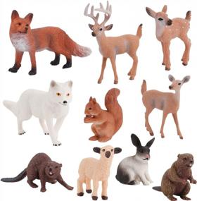 img 4 attached to Оживите лес: набор из 10 реалистичных фигурок животных для детских творческих игр и диорамных проектов