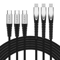 📱 kinps mfi certified usb c to lightning fast charging cable (3-pack) for iphone 11/11pro/11 pro max/x/xs/xr - power delivery supported, 10ft/3m, black логотип