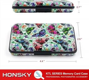 img 1 attached to Honsky Aluminum UHS-I SD MicroSDHC/SDXC TF SecureDigital Memory Card Carrying Case Holder Organizer Box Wallet For Computer Camera Media Storage Organization, Butterfly