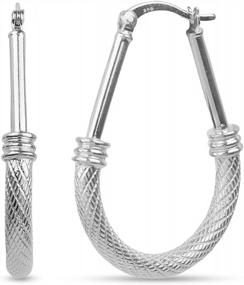 img 3 attached to Двухцветные овальные серьги-кольца LeCalla из стерлингового серебра 925 пробы итальянского дизайна с текстурой алмазной огранки и позолотой для женщин