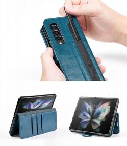img 1 attached to Galaxy Z Fold 3 5G Wallet Case With S Pen Holder, PU Leather Flip Folio RFID Blocking Kickstand Phone Cover For 2021 - Peacock Blue