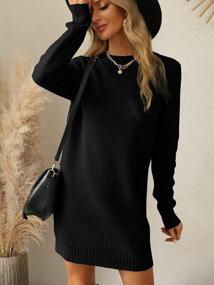 img 3 attached to Knitted Fall/Winter Sweater Dress For Women - Casual Crew Neck, Long Sleeve Pullover Dress By Pretifeel