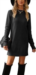 img 4 attached to Knitted Fall/Winter Sweater Dress For Women - Casual Crew Neck, Long Sleeve Pullover Dress By Pretifeel
