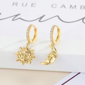 img 1 attached to Серьги Huggie со звездами из 14-каратного золота для женщин - изысканный стиль с каплями / болтами, милые маленькие серьги-кольца, идеально подходящие для любого случая