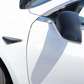 img 2 attached to EVNV Tesla Model 3 Carbon Fiber Style Camera Covers: Glossy ABS Protection for Enhanced Aesthetics