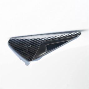 img 4 attached to EVNV Tesla Model 3 Carbon Fiber Style Camera Covers: Glossy ABS Protection for Enhanced Aesthetics