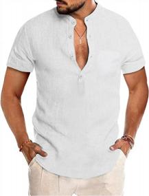 img 4 attached to LecGee Men'S Cotton Linen Henley Shirt Long Sleeve Casual Beach Hippie T-Shirts Lightweight Yoga Tee Tops