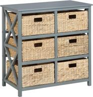 stylish and functional: ehemco gray 3 tier x-side cabinet with 6 wicker baskets for optimal storage логотип