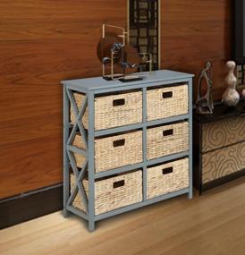 img 3 attached to Stylish And Functional: EHemco Gray 3 Tier X-Side Cabinet With 6 Wicker Baskets For Optimal Storage