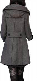 img 3 attached to Warm Hooded Double Breasted Wool Pea Coat Trench Jacket For Women By Tanming