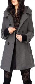img 4 attached to Warm Hooded Double Breasted Wool Pea Coat Trench Jacket For Women By Tanming