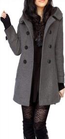 img 2 attached to Warm Hooded Double Breasted Wool Pea Coat Trench Jacket For Women By Tanming