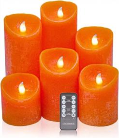 img 4 attached to Set The Mood With Urchoice'S Set Of 6 Orange Flameless Candles: Battery Operated, Realistic Flicker, And 10-Key Remote Control