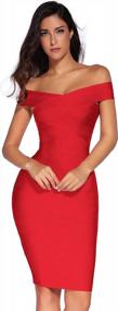 img 4 attached to Meilun Women'S Off Shoulder Bandage Dress: Perfect For Parties, Weddings & Guests!