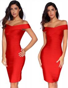 img 1 attached to Meilun Women'S Off Shoulder Bandage Dress: Perfect For Parties, Weddings & Guests!