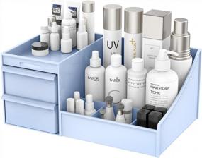 img 4 attached to Organize Your Beauty Essentials With Our Elegant Makeup Desk Drawer Organizer In Blue