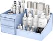 organize your beauty essentials with our elegant makeup desk drawer organizer in blue logo