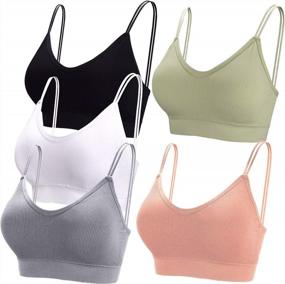 img 4 attached to BQTQ 5 Pcs V Neck Tube Top Bra Padded Camisole Bra For Women Seamless Bralettes