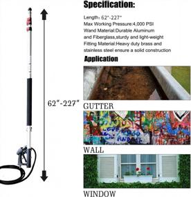 img 3 attached to Hourleey 19 FT Pressure Washer Telescoping Extension Wand, Up To 19 Feet Telescoping Lance Including 2 Pack 1/4" Wands 2 Adapters 5 Nozzle Tips And Belt For Pressure Washers, 4000 PSI