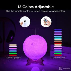 img 3 attached to Fresh Friend Moon Lamp: 5.9 Inch 16 Colors Kids LED Night Light with Stand & Remote 🌕 Control - Perfect Moon Night Light for Kids, Babies, Friends and Family - USB Rechargeable - Unique Gift Idea