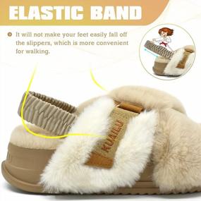 img 2 attached to Womens Platform Slippers With Fuzzy Cross Band And Back Strap, Soft Plush Fleece Fluffy Faux Fur Slingback Slide Slippers For Indoor/Outdoor, Cozy And Comfortable House Shoes Sandals By KuaiLu
