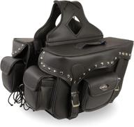 milwaukee leather sh66601zb: black zip-off double pocket studded pvc throw over saddlebags - one size логотип