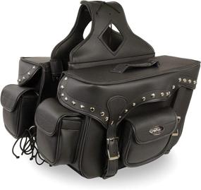 img 4 attached to Milwaukee Leather SH66601ZB: Black Zip-Off Double Pocket Studded PVC Throw Over Saddlebags - One Size