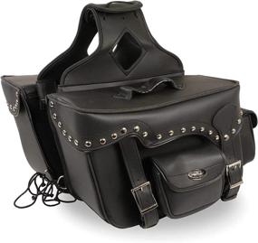 img 3 attached to Milwaukee Leather SH66601ZB: Black Zip-Off Double Pocket Studded PVC Throw Over Saddlebags - One Size