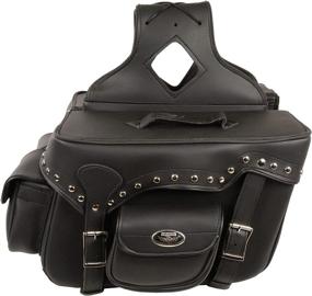 img 2 attached to Milwaukee Leather SH66601ZB: Black Zip-Off Double Pocket Studded PVC Throw Over Saddlebags - One Size