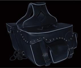 img 1 attached to Milwaukee Leather SH66601ZB: Black Zip-Off Double Pocket Studded PVC Throw Over Saddlebags - One Size