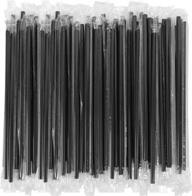 img 1 attached to 🥤 500-Pack of Black Plastic-Wrapped Disposable Drinking Straws - 7 3/4 Inches Long - Standard Size