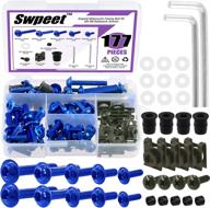 🔩 swpeet 177pcs m5 m6 motorcycle fairing bolt assortment kit - fixing sportbike bolts for all models & years sport bikes (blue) логотип