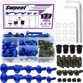 img 4 attached to 🔩 Swpeet 177Pcs M5 M6 Motorcycle Fairing Bolt Assortment Kit - Fixing Sportbike Bolts for All Models & Years Sport Bikes (Blue)