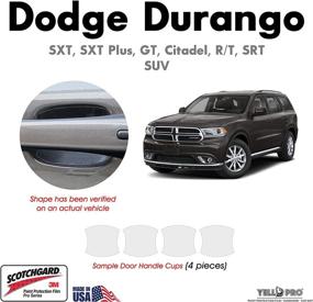 img 3 attached to 🚪 YelloPro Custom Fit Door Handle Cup 3M Scotchgard Anti Scratch Clear Bra Paint Protector Film Cover Self Healing PPF Guard Kit for Dodge Durango SUV (2017-2022)