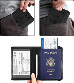 img 1 attached to ACdream Passport and Vaccine Card Holder Combo: RFID Blocking Leather Travel Organizer Protector for Women and Men - Black