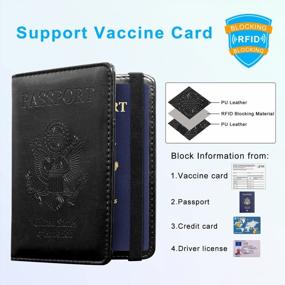 img 2 attached to ACdream Passport and Vaccine Card Holder Combo: RFID Blocking Leather Travel Organizer Protector for Women and Men - Black