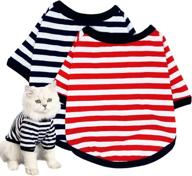 🐶 striped dog shirt pet clothes - set of 2 cotton puppy vest t-shirts for dogs and cats - breathable soft outfits for small to large dogs and kittens - ideal apparel for boy and girl pets logo