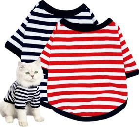 img 4 attached to 🐶 Striped Dog Shirt Pet Clothes - Set of 2 Cotton Puppy Vest T-Shirts for Dogs and Cats - Breathable Soft Outfits for Small to Large Dogs and Kittens - Ideal Apparel for Boy and Girl Pets