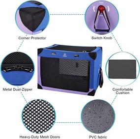 img 2 attached to 🐶 Ownpets 3-Door Portable Dog Crate: Collapsible Soft Crate for Travel with Indoor and Outdoor Use - Blue and Purple