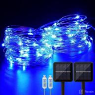 pack of 2 solar fairy lights, coolapa 33ft outdoor indoor solar string lights with 100 leds, 8 lighting modes, usb charging, blue solar powered waterproof decoration lights for patio camping логотип