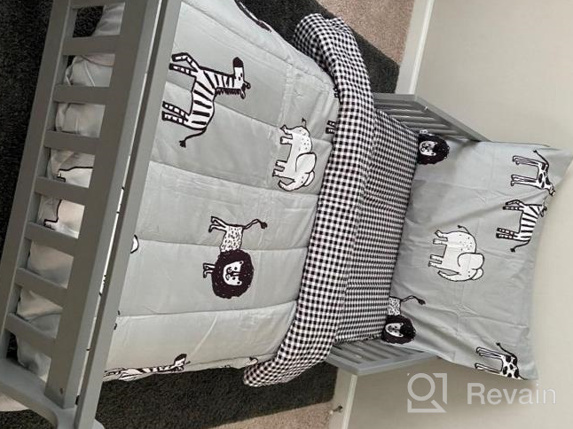 img 1 attached to Adorable Flysheep 4 Piece Beige Toddler Bedding Set With Happy Animal Prints - Soft And Comfortable Microfiber For Baby Boys And Girls review by Eddie Pollard