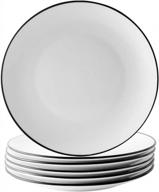 stylish yolife 8 inch porcelain salad plates set of 6 - perfect for desserts, appetizers & more with elegant black edge design logo